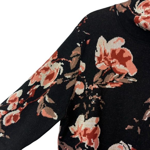 Ali & Jay floral print long sleeve thick knit sweater dress with mock neck Sz M - Picture 5 of 11